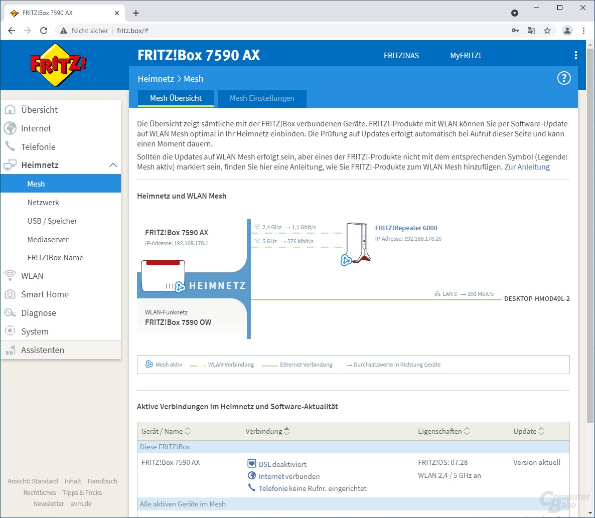 Einrichtung des Wi-Fi6-Meshs mit Fritz!Box 7590 AX und Fritz!Repeater 6000