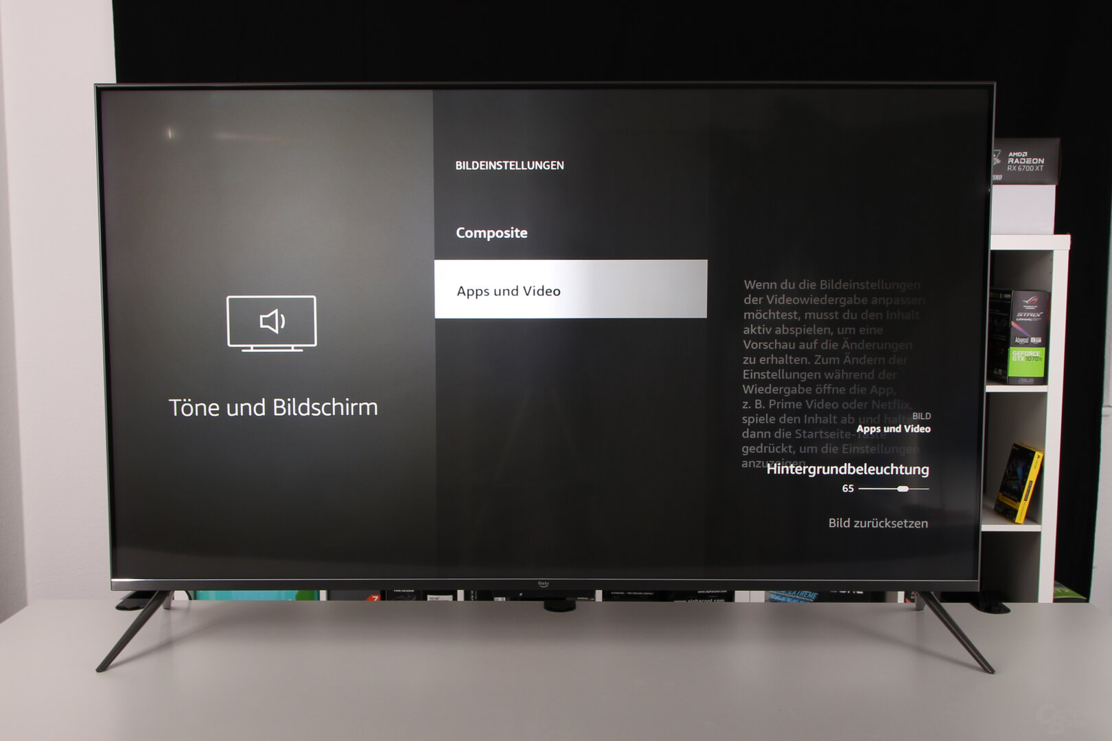 Bildeinstellungen werden für jeden Eingang und jede App einzeln festgelegt