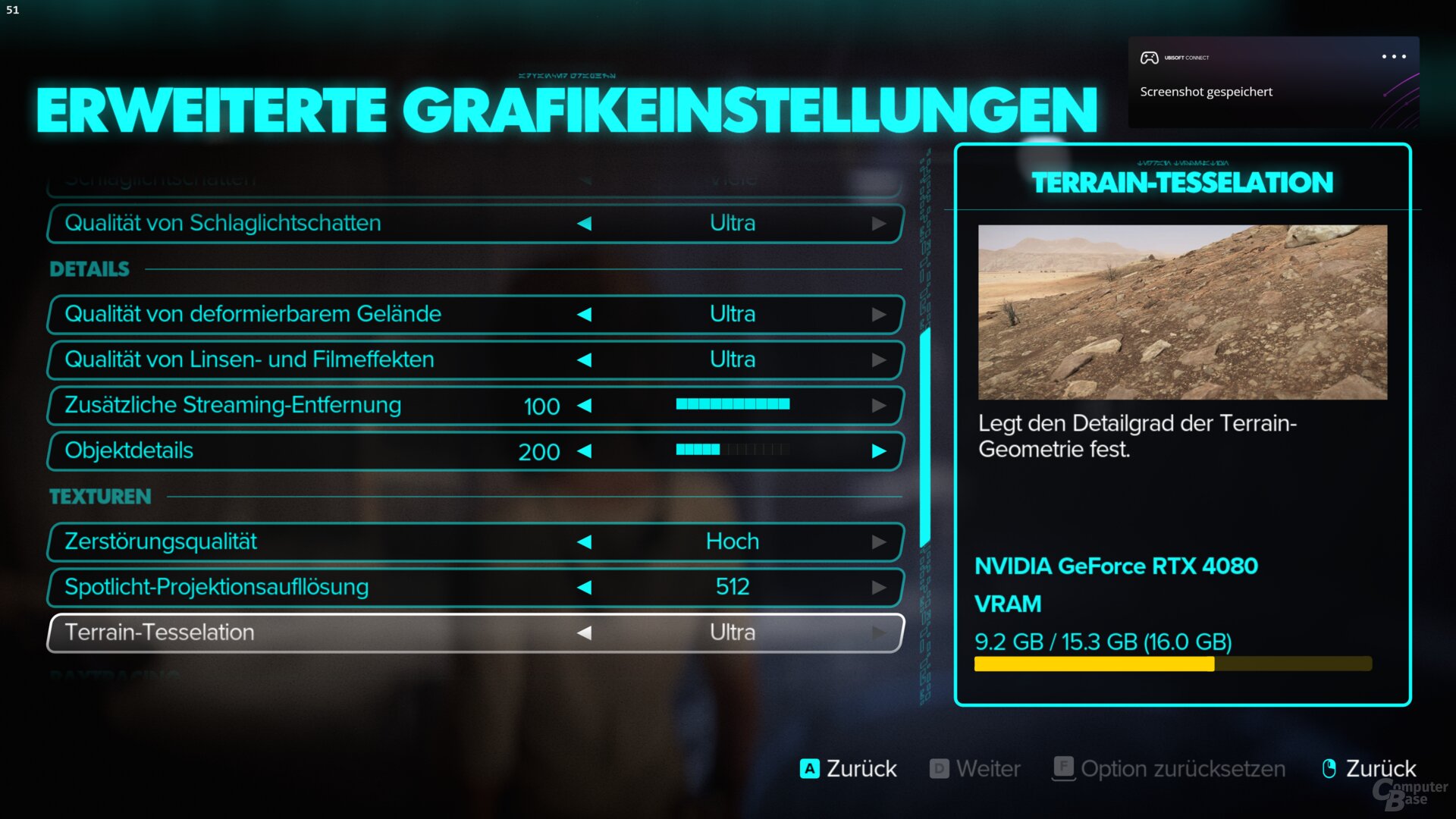Das Grafikmenü von Star Wars Outlaws
